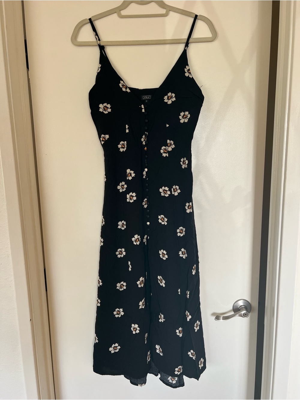 Lira Black Floral Midi Slip Dress